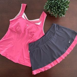Pink and Gray Tennis Skirt and Top Set